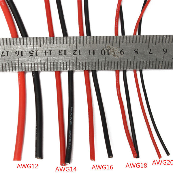 DANIU 2M AWG Soft Silicone Flexible Wire Cable 12-20 AWG (1 Meter Red + 1 Meter Black)