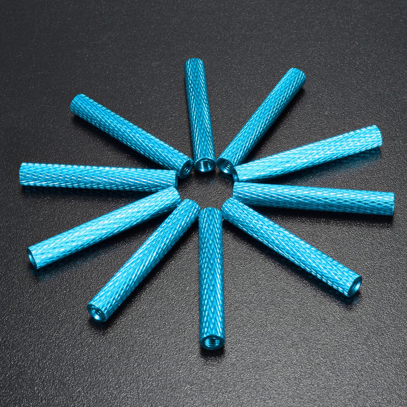 Suleve M3AS9 10Pcs M3 40mm Knurled Standoff Bolt Aluminum Alloy 6061 Anodized Spacer Multicolor