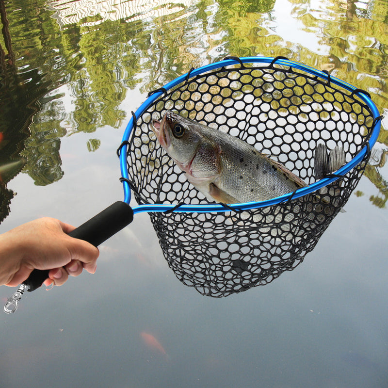 54*30cm Landing Fly Fishing Net Mesh Trount Bass Fishing Catch With Elastic Rope And Clip