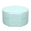 Portable Travel Round Multi-Layer Jewelry Box Leather Stud Earrings Jewellery Ornaments Storage Case