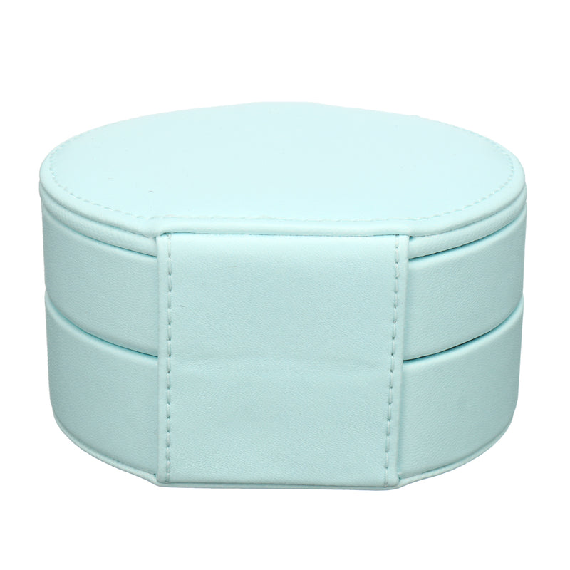 Portable Travel Round Multi-Layer Jewelry Box Leather Stud Earrings Jewellery Ornaments Storage Case