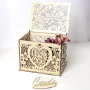 DIY Wedding Gift Card Box Wooden Money Box with Lock Beautiful Decor Supplies for Birthday Party