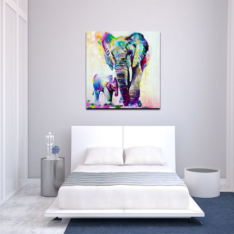Miico Hand Painted Oil Paintings Animal Elephant Paintings Wall Art For Home Decoration