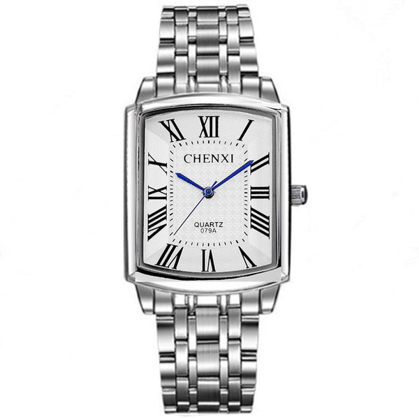 CHENXI CX-079A Casual Style Square Dial Couple Watch Stainless Steel Band Quartz Watch
