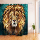 4 Pcs Bathroom Bath Mat Set Anti Slip Rugs Toilet Lid Cover Tiger Shower Curtain