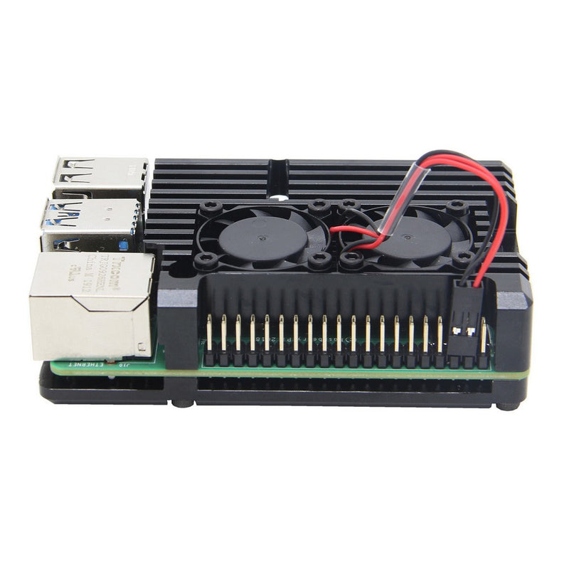 Armor Aluminum Alloy Case Protective Shell Metal Enclosure with Dual Fan for Raspberry Pi 4 Model B Only