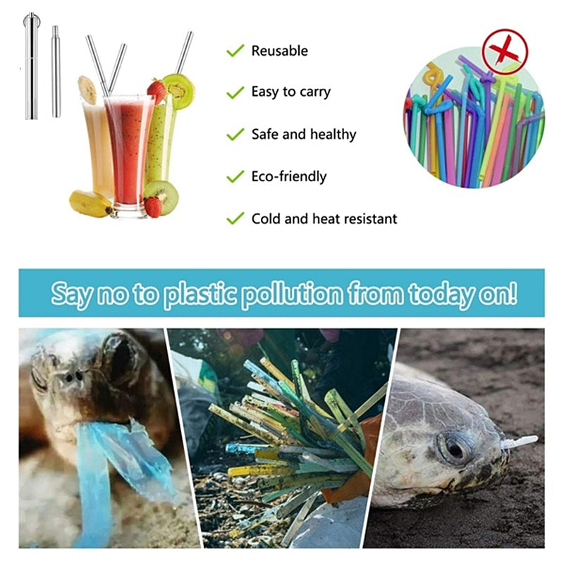 Stainless Steel Telescopic Drinking Straw Portable straw for Travel Reusable Collapsible Metal Drinking Straw With Brush