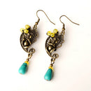 Ethnic Palace Flower Earrings Vintage Alloy Ear Drop Earring For Women Bronzer Alloy Earrings