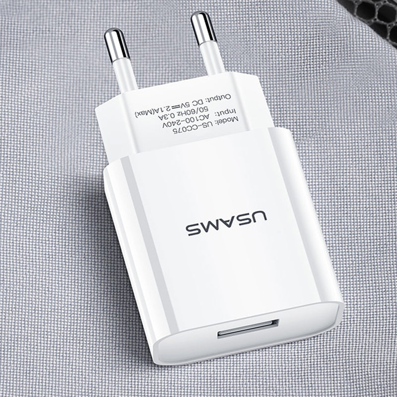 USAMS 2.1A Fast Charging USB Charger EU Plug Adapter For iPhone X XS HUAWEI P30 Mate20 XIAOMI MI9 S10 S10+