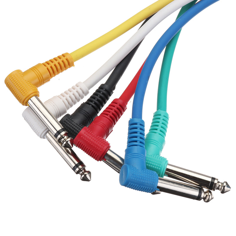 Right Angle 1/4" 6Pcs Guitar Effect Pedal Board Cable Patch Cord