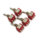 Wendao MTS-203 AC 120V 5A 6 Pins Toggle Rocker Switch Red ON/OFF/ON DPDT 5pcs
