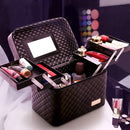 Double-Layer Makeup Cosmetic Kit Case Carry Bag Storage Box Handle Travel Organizer