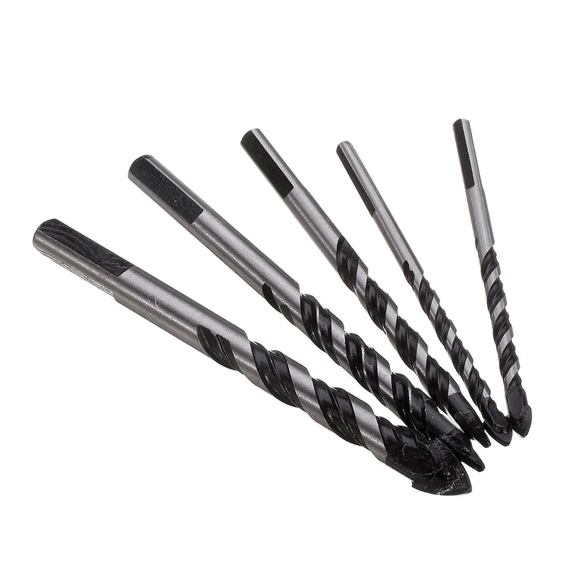 5pcs 6-12mm Black Triangle Twist Drill Bit Concrete Glass Ceramic Tile Marble Drill Bit