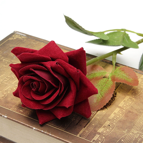 Single Fabric Rose Artificial Fake Flower Bouquet Wedding Party Home Decoration