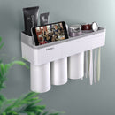 Automatic 1/2/3Cup Magnetic Toothbrush Holder Cups Wall Mount Stand Bathroom Tools No Punching