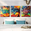 Miico Hand Painted Three Combination Decorative Paintings Money Tree Wall Art For Home Decoration