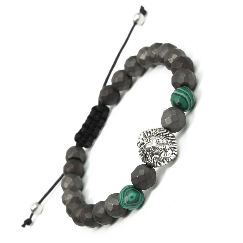 8mm Green Matte Lion Head Men Bracelet Series Jewelry Chain