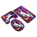 3PCS Colorful Horse Bathroom Non-Slip Pedestal Rugs Pads Lid Toilet Seat Covers Bath Mats