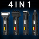 4 In 1 Rechargeable Electric Beard Shaver Hair Clipper Nose Hair Trimmer Cordless Massager Razor Men