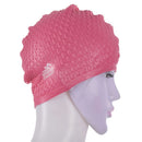 Unisex Waterproof Silicone Stretch Swim Hat Swimming Long Hair Cap Rose X7B5