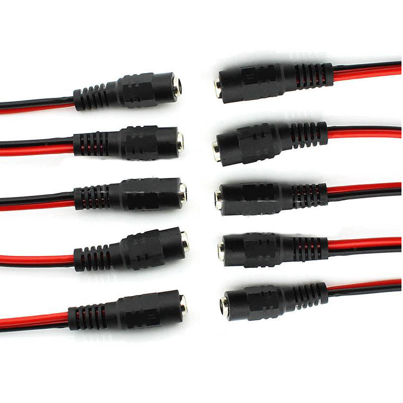 50Pcs 12V Female DC Power Socket Jack Plug Wire Connector Cable CCTV DC 5.5  x 2.1mm