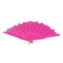 Chinese Dance Party Wedding Lace Flower Folding Hand Held Flower Fan (Rose  O4M7