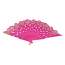 Chinese Dance Party Wedding Lace Flower Folding Hand Held Flower Fan (Rose  O4M7