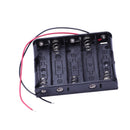 Two-Wires Black Plastic Battery Case Slot Holder 5 x 1.5V AA 2PCS P5Z1