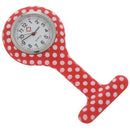 Red white dots pattern Silicone Nurses Brooch Tunic Fob Pocket Watch Stainl