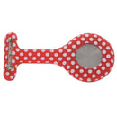 Red white dots pattern Silicone Nurses Brooch Tunic Fob Pocket Watch Stainl