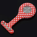 Red white dots pattern Silicone Nurses Brooch Tunic Fob Pocket Watch Stainl