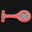 Red white dots pattern Silicone Nurses Brooch Tunic Fob Pocket Watch Stainl
