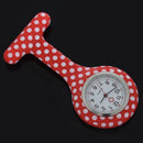 Red white dots pattern Silicone Nurses Brooch Tunic Fob Pocket Watch Stainl