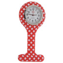Red white dots pattern Silicone Nurses Brooch Tunic Fob Pocket Watch Stainl