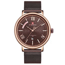 NAVIFORCE 3006 Waterproof Calendar Quartz Watch Mesh Steel Business Style Men Wrist Watch