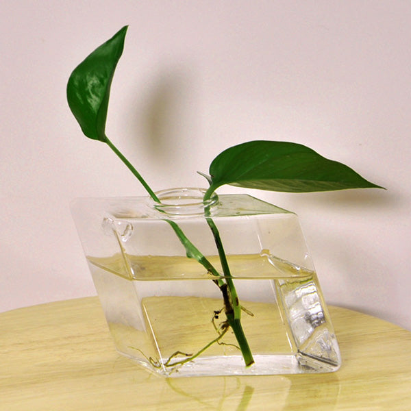 Wall-mounted Rhombus Glass Flower Vase Home Garden Wedding Party Decoration