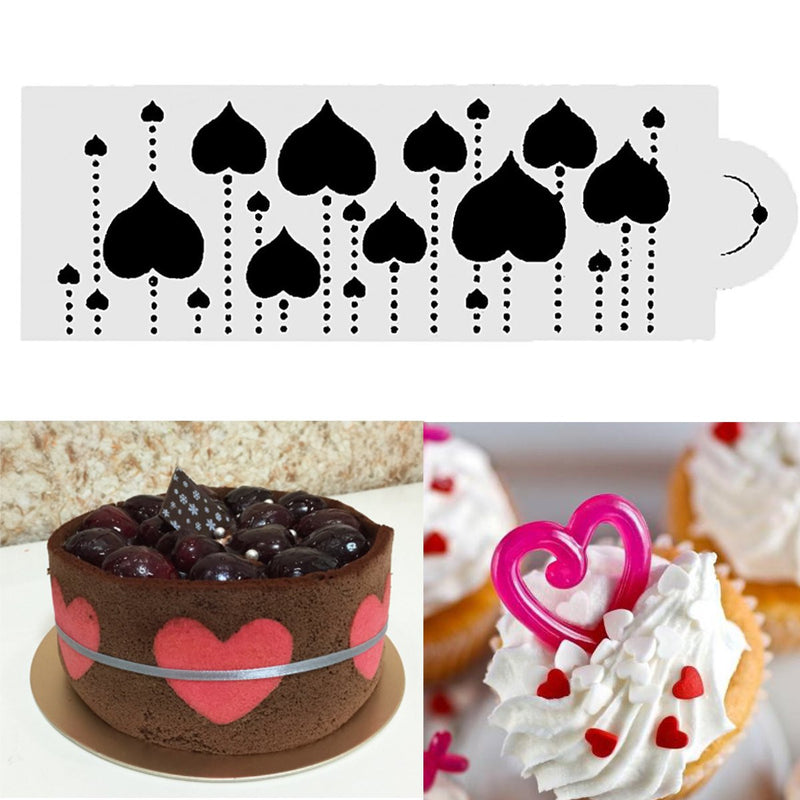 Heart Side Cake Stencil Fondant Designer Decorating Craft Cookie Baking Tool