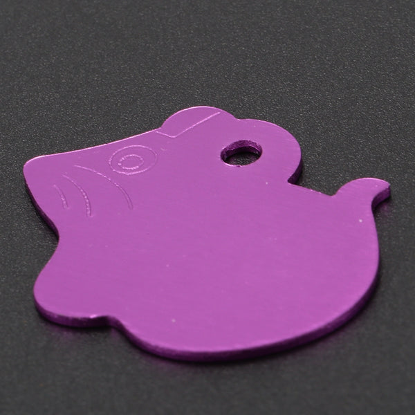 Pet Dog Cat Animal ID Tags Name Charm Tag With Ring - Purple,Mice