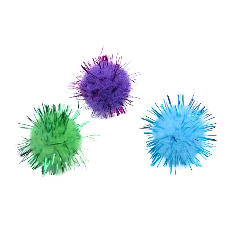 100 pcs Mini Colorful Sparkly Glitter Tinsel pompon Balls Toys Dog Cat Bird