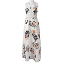 Women's New Fashion Summer Floral Print Halter Chiffon Long Dress Backless  P8D2