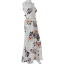 Women's New Fashion Summer Floral Print Halter Chiffon Long Dress Backless  P8D2