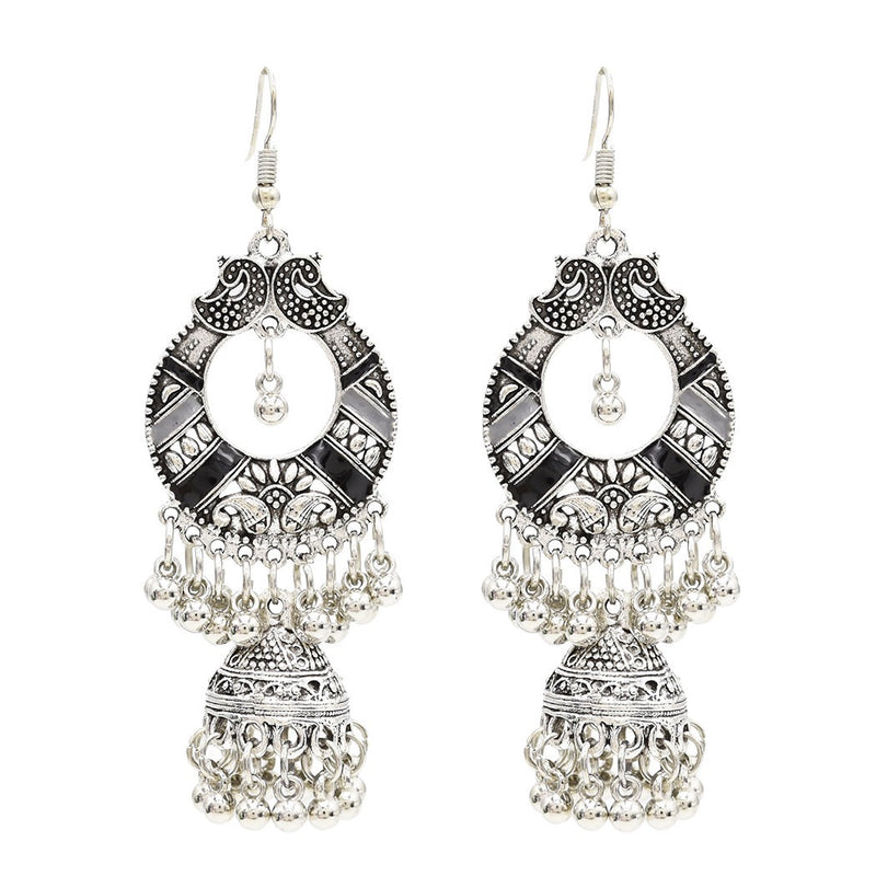 Bohemian Tassel Earring Hallow Bell Drop Earrings Retro Sliver Earrings for Women