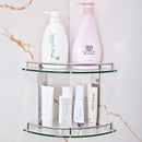 2 Layers Glass Bathroom Corner Shelf Wall Mounted Storage Large Capacity Organizer Storage Baskets