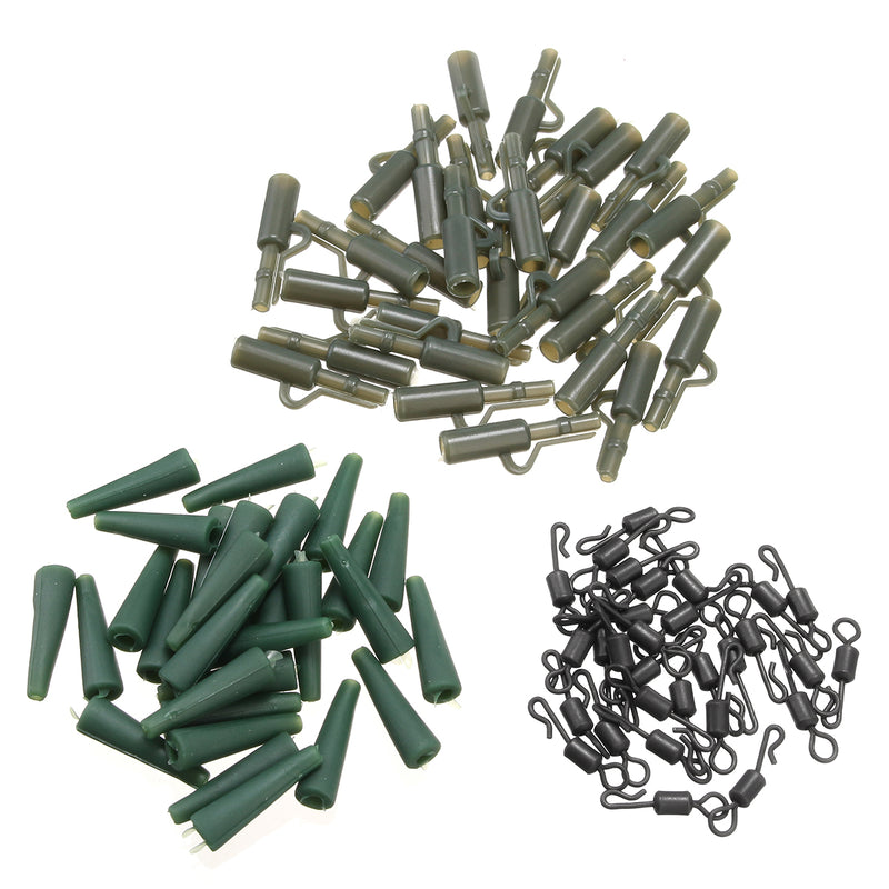 90pcs Carp Fishing Tackle Safety Lead Clip + Quick Change Swivels + Tail Rubbers Set