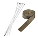 4.5m x 25mm Titanium Header Exhaust Heat Wrap Tape Protection with Stainless Steel Zip Ties
