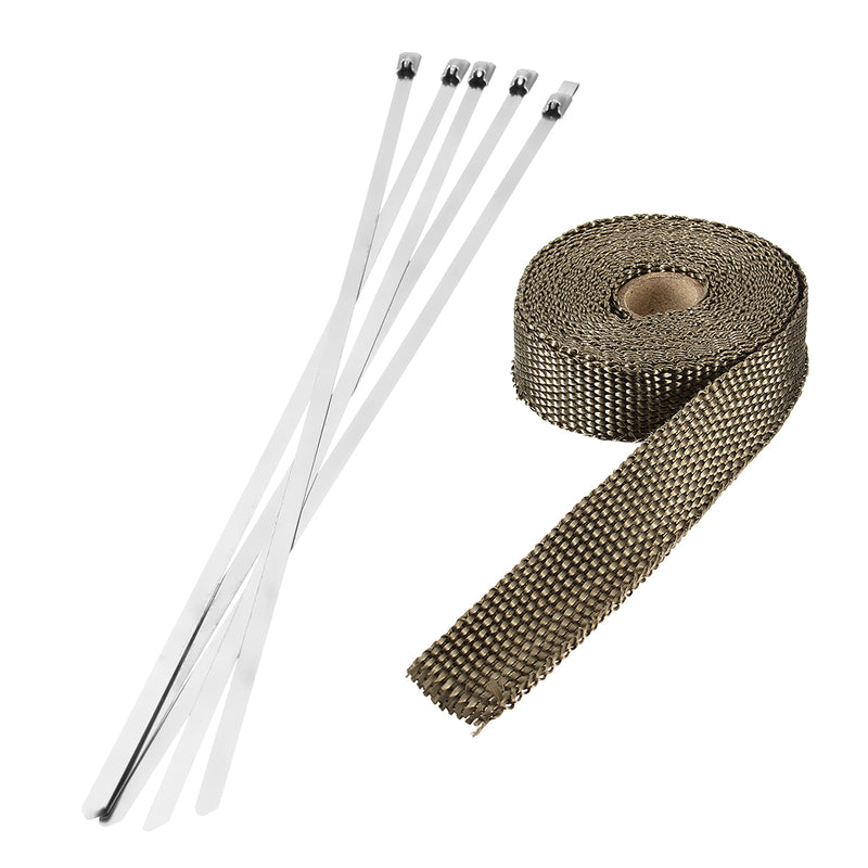 4.5m x 25mm Titanium Header Exhaust Heat Wrap Tape Protection with Stainless Steel Zip Ties