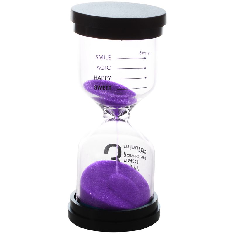 1 Purple Glass + Sand 3 minute tick time Hourglass With packaging 10 * 4.3c