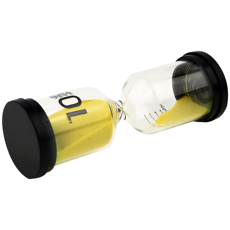 1 Yellow Glass + Sand 10 minute tick time Hourglass With packaging 13*4.3cm J4X4
