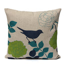 flower, Green trees,Flowers and birds pattern flax Pillow Case Throw Cushio M3E1