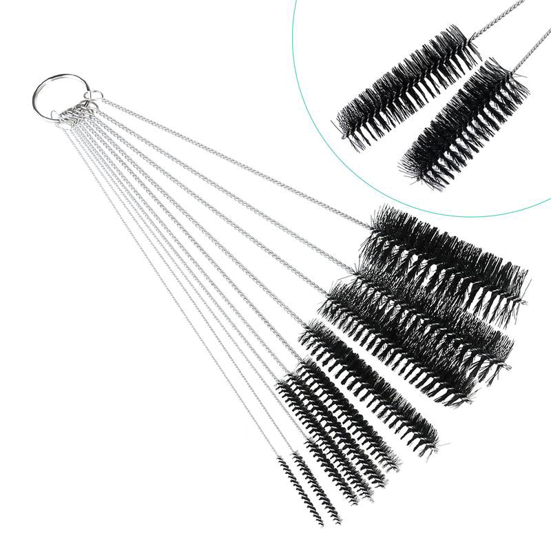 10Pcs Nylon Tube Brush Set Cleaning Brush Set for Glasses Keyboards Jewelry Home Cleaning Supplies